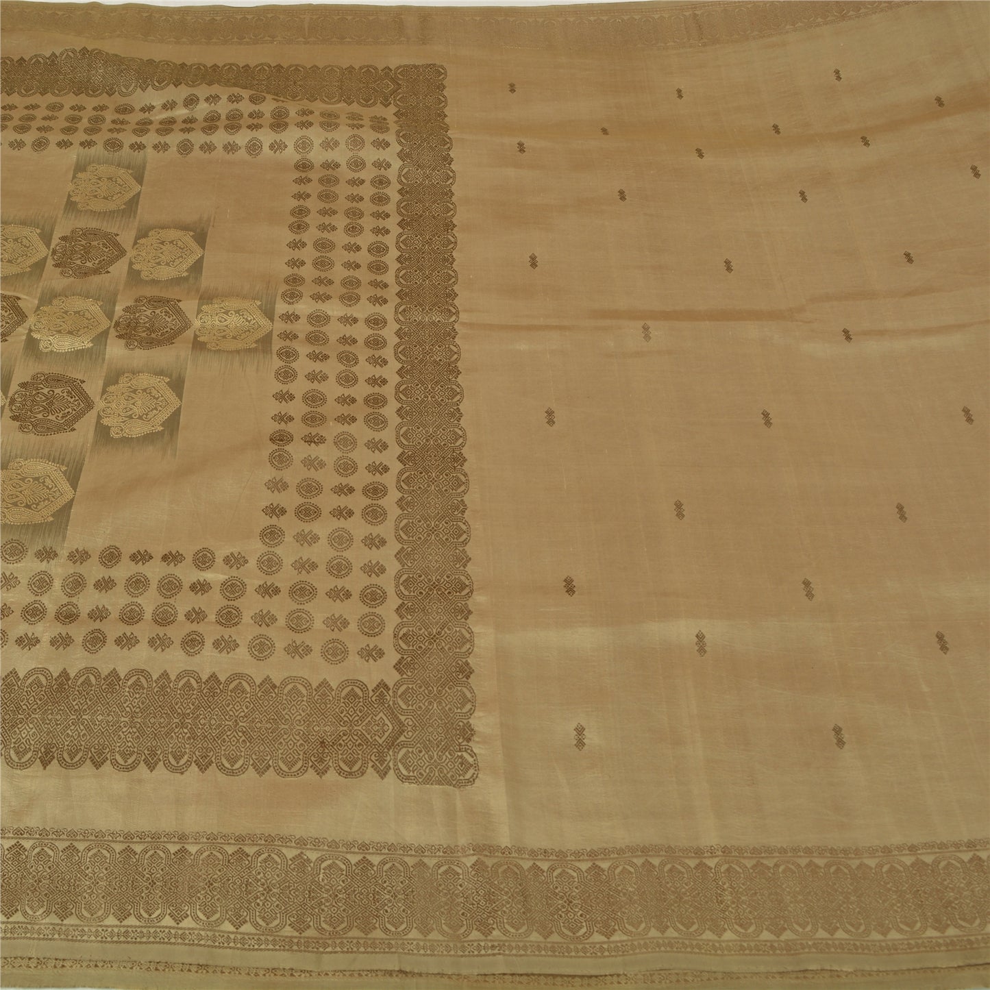 Sanskriti Vintage Olive Green Sarees Pure Silk Woven Premium Sari Craft Sustainable Fabric