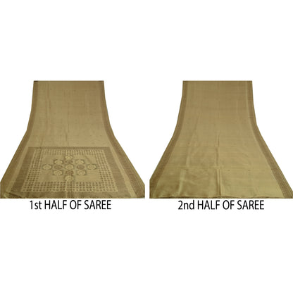 Sanskriti Vintage Olive Green Sarees Pure Silk Woven Premium Sari Craft Sustainable Fabric