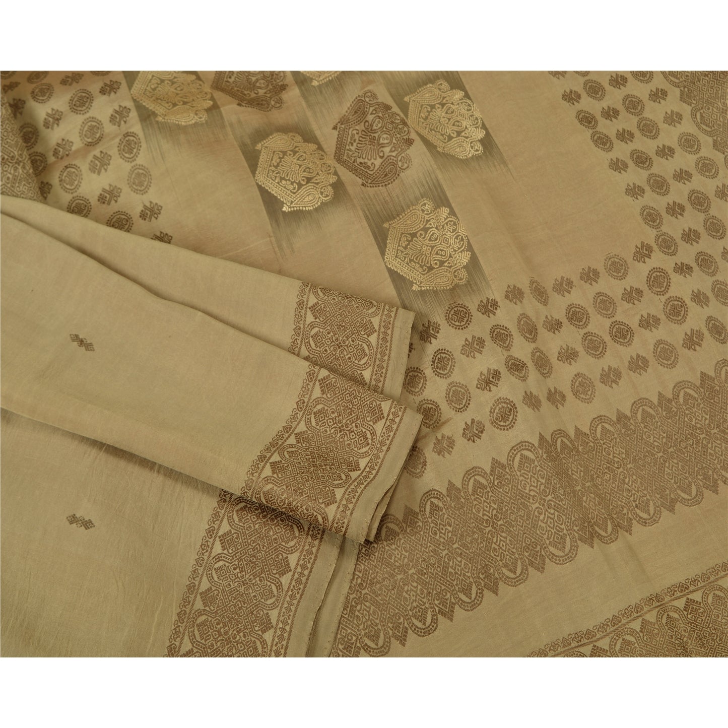 Sanskriti Vintage Olive Green Sarees Pure Silk Woven Premium Sari Craft Sustainable Fabric