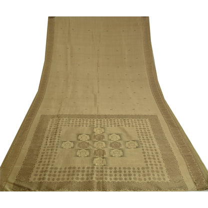Sanskriti Vintage Olive Green Sarees Pure Silk Woven Premium Sari Craft Sustainable Fabric