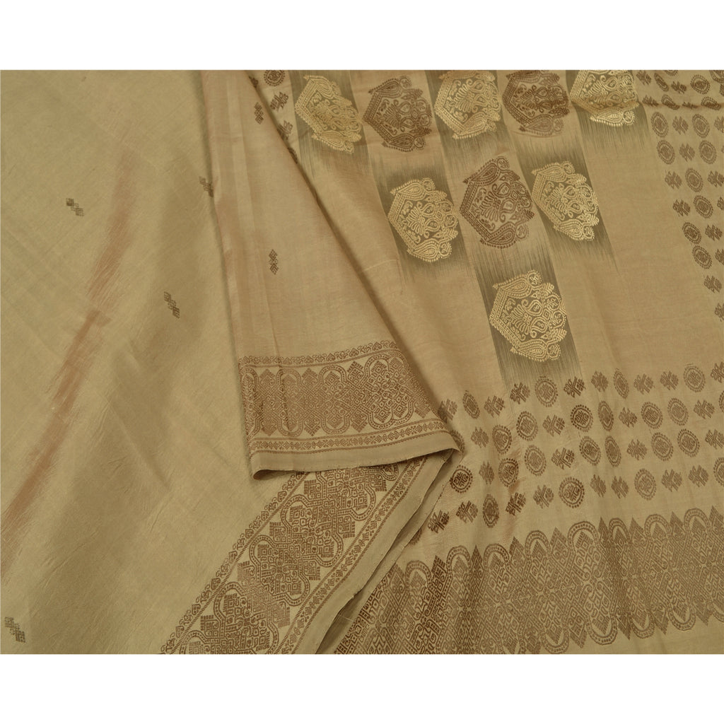 Sanskriti Vintage Olive Green Sarees Pure Silk Woven Premium Sari Craft Sustainable Fabric