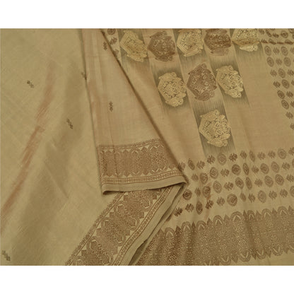 Sanskriti Vintage Olive Green Sarees Pure Silk Woven Premium Sari Craft Sustainable Fabric