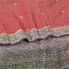 Sanskriti Vintage Purple Sarees Pure Silk Embroidered Woven Sari Craft Sustainable Fabric
