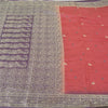 Sanskriti Vintage Purple Sarees Pure Silk Embroidered Woven Sari Craft Sustainable Fabric