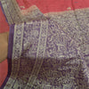 Sanskriti Vintage Purple Sarees Pure Silk Embroidered Woven Sari Craft Sustainable Fabric