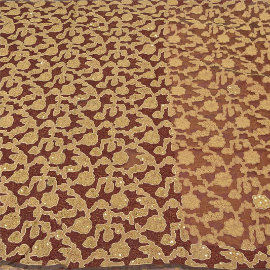 Sanskriti Vintage Dark Red Sarees Pure Organza Silk Handmade Woven Sari Sustainable Fabric