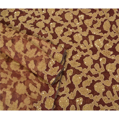 Sanskriti Vintage Dark Red Sarees Pure Organza Silk Handmade Woven Sari Sustainable Fabric