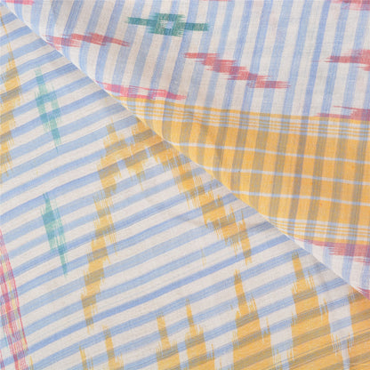 Sanskriti Vintage Sambalpuri Ikat Sarees Handwoven Pure Cotton Sari 5 YD Sustainable Fabric