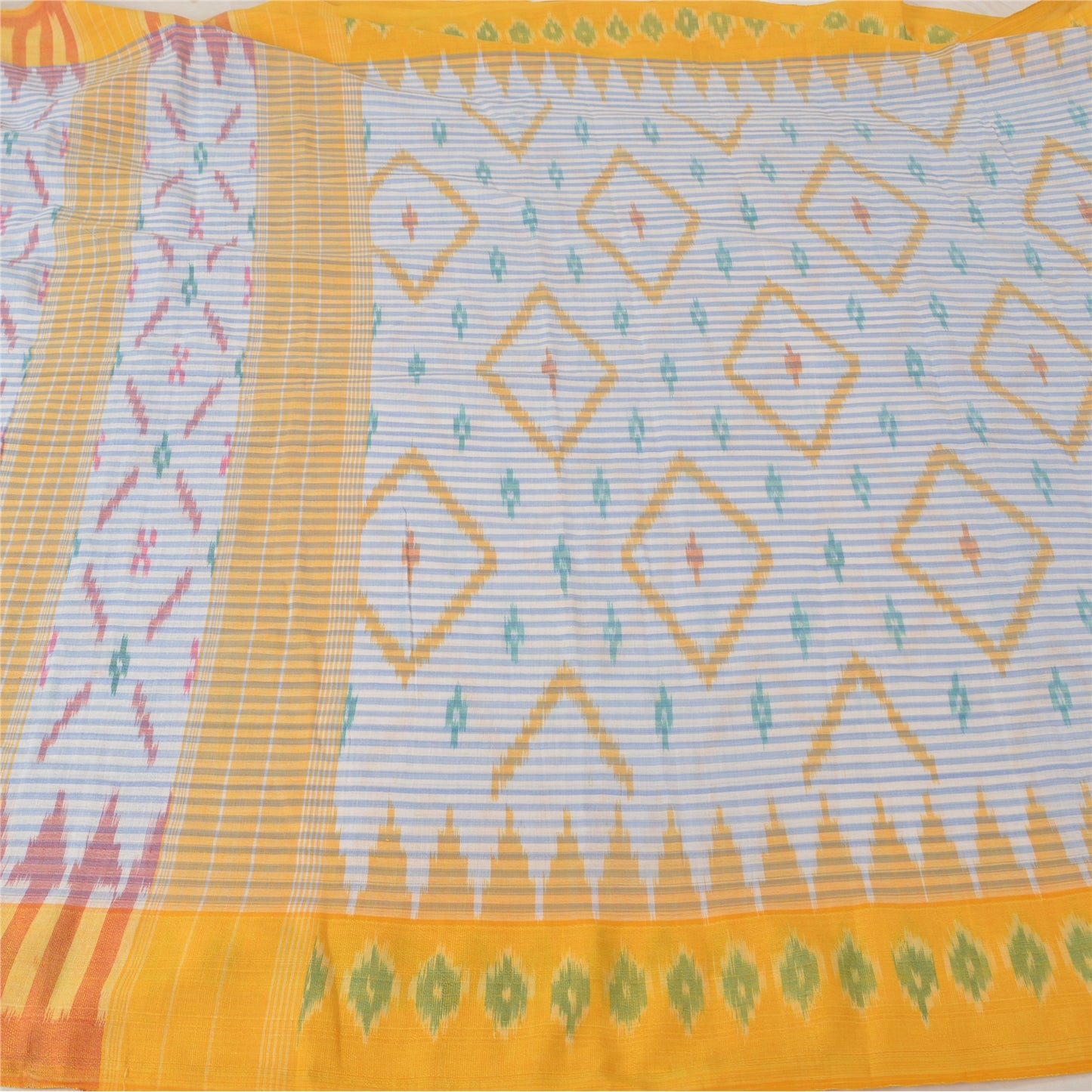 Sanskriti Vintage Sambalpuri Ikat Sarees Handwoven Pure Cotton Sari 5 YD Sustainable Fabric