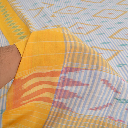 Sanskriti Vintage Sambalpuri Ikat Sarees Handwoven Pure Cotton Sari 5 YD Sustainable Fabric