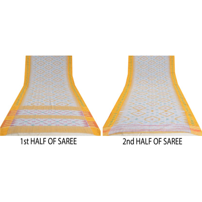 Sanskriti Vintage Sambalpuri Ikat Sarees Handwoven Pure Cotton Sari 5 YD Sustainable Fabric