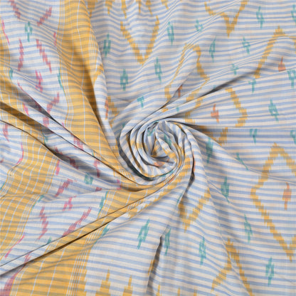 Sanskriti Vintage Sambalpuri Ikat Sarees Handwoven Pure Cotton Sari 5 YD Sustainable Fabric