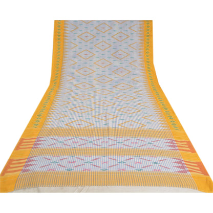 Sanskriti Vintage Sambalpuri Ikat Sarees Handwoven Pure Cotton Sari 5 YD Sustainable Fabric