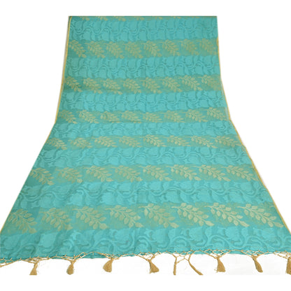 Sanskriti Vintage Blå Indiske Sarees Netvævet Sari 5 Yard Håndværksmæssigt Bæredygtigt Stoff