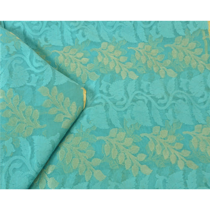 Sanskriti Vintage Blå Indiske Sarees Netvævet Sari 5 Yard Håndværksmæssigt Bæredygtigt Stoff