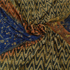Sanskriti Vintage Blue Sarees Pure Crepe Silk Hand Beaded Kantha Sari Sustainable Fabric