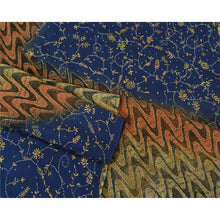 Load image into Gallery viewer, Sanskriti Vintage Blue Sarees Pure Crepe Silk Hand Beaded Kantha Sari Fabric
