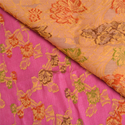 Sanskriti Vintage Pink Sarees 100% Pure Silk Woven Premium Sari Craft Sustainable Fabric