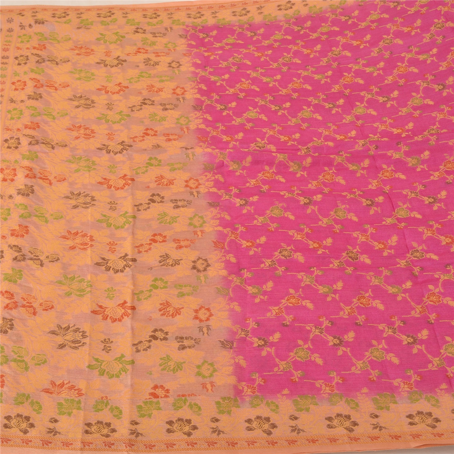 Sanskriti Vintage Pink Sarees 100% Pure Silk Woven Premium Sari Craft Sustainable Fabric