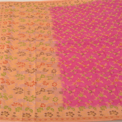 Sanskriti Vintage Pink Sarees 100% Pure Silk Woven Premium Sari Craft Sustainable Fabric