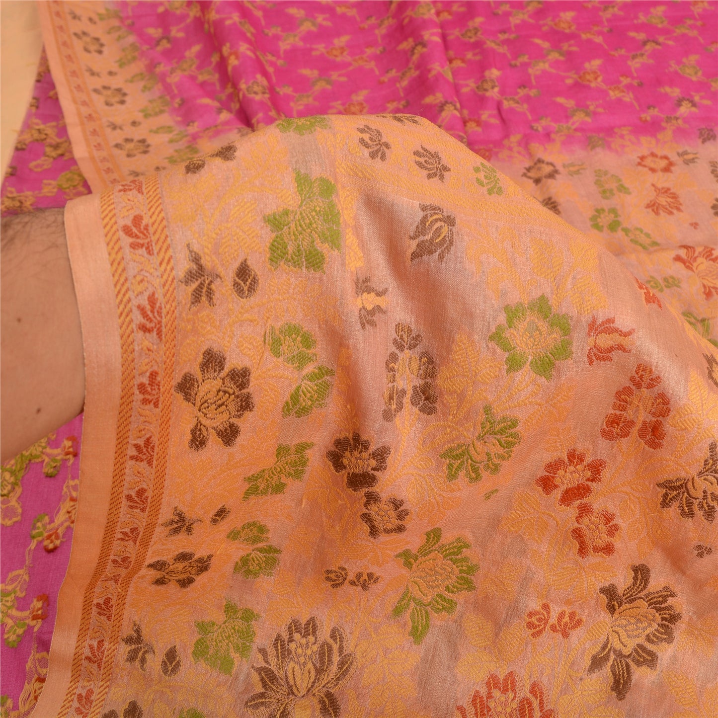 Sanskriti Vintage Pink Sarees 100% Pure Silk Woven Premium Sari Craft Sustainable Fabric