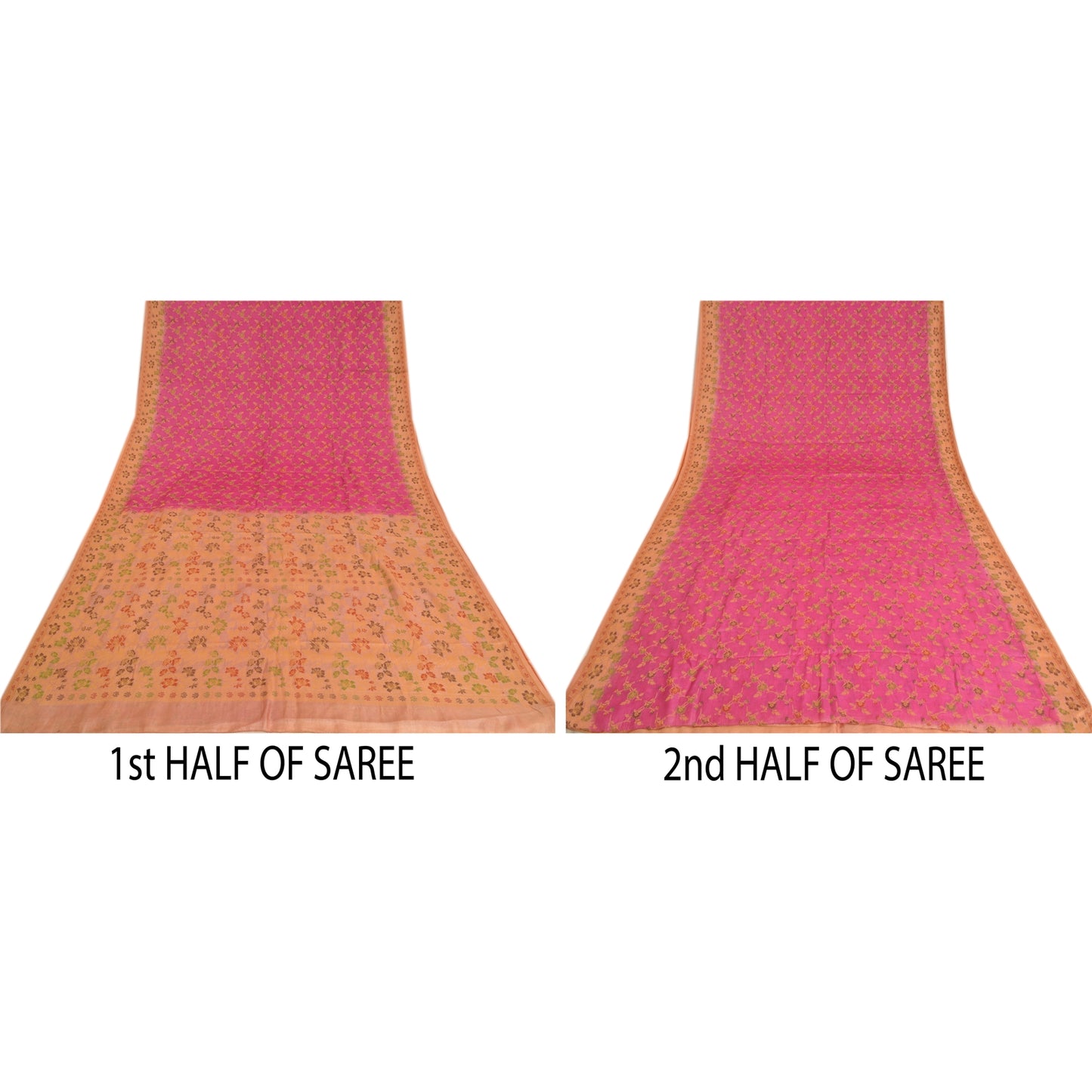 Sanskriti Vintage Pink Sarees 100% Pure Silk Woven Premium Sari Craft Sustainable Fabric