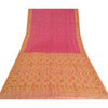 Sanskriti Vintage Pink Sarees 100% Pure Silk Woven Premium Sari Craft Sustainable Fabric