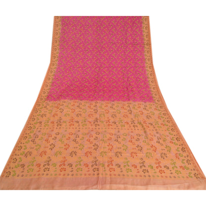 Sanskriti Vintage Pink Sarees 100% Pure Silk Woven Premium Sari Craft Sustainable Fabric