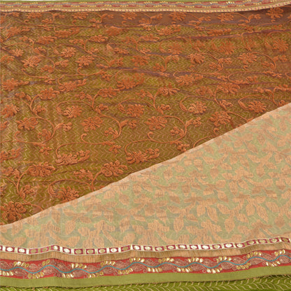 Sanskriti Vintage Sarees Art Silk Embroidered Woven Cultural Sari Craft Sustainable Fabric