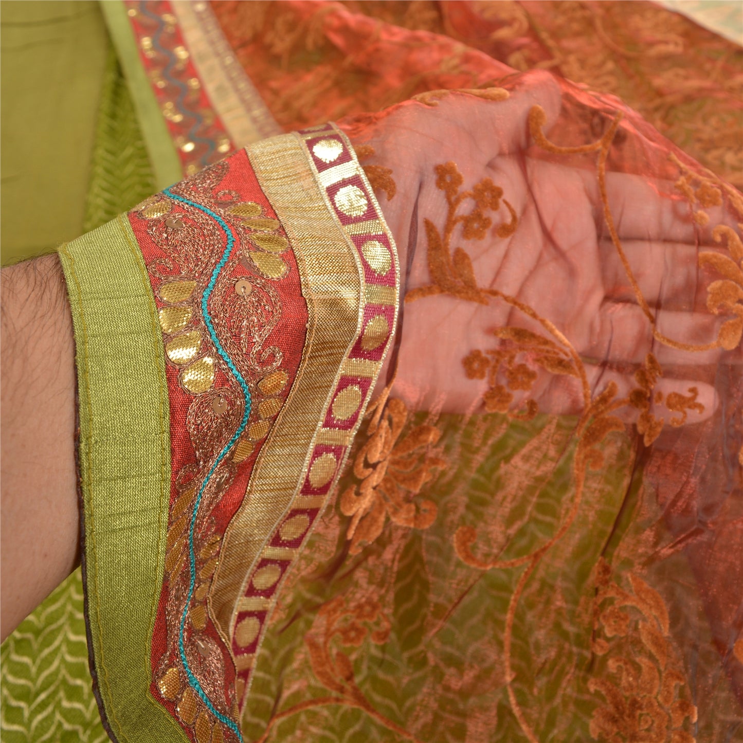 Sanskriti Vintage Sarees Art Silk Embroidered Woven Cultural Sari Craft Sustainable Fabric