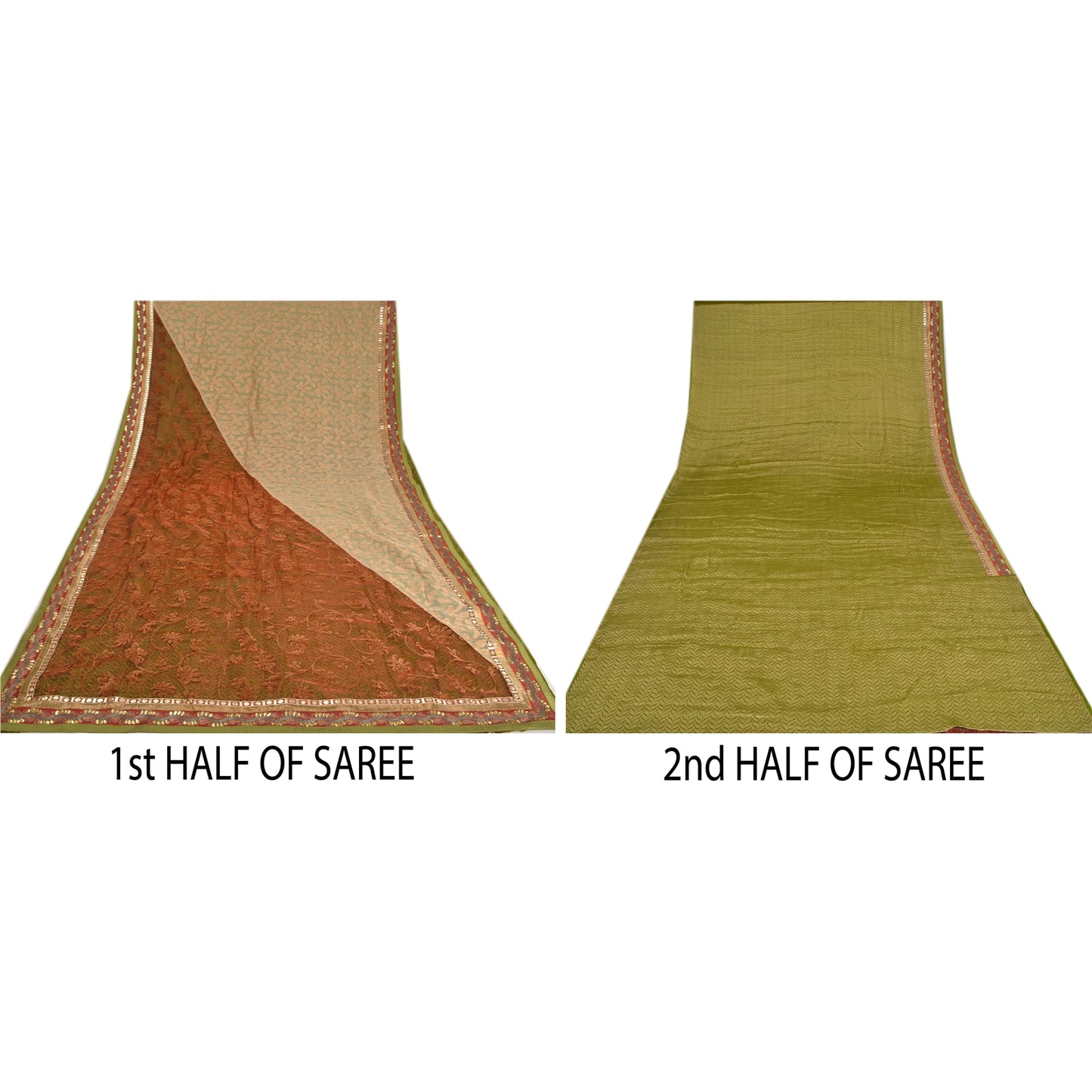 Sanskriti Vintage Sarees Art Silk Embroidered Woven Cultural Sari Craft Sustainable Fabric