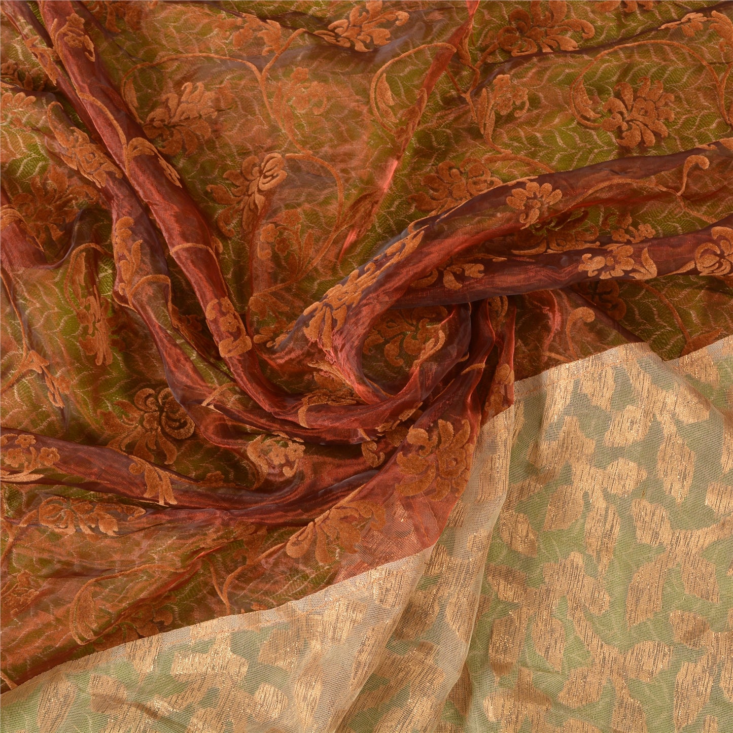 Sanskriti Vintage Sarees Art Silk Embroidered Woven Cultural Sari Craft Sustainable Fabric