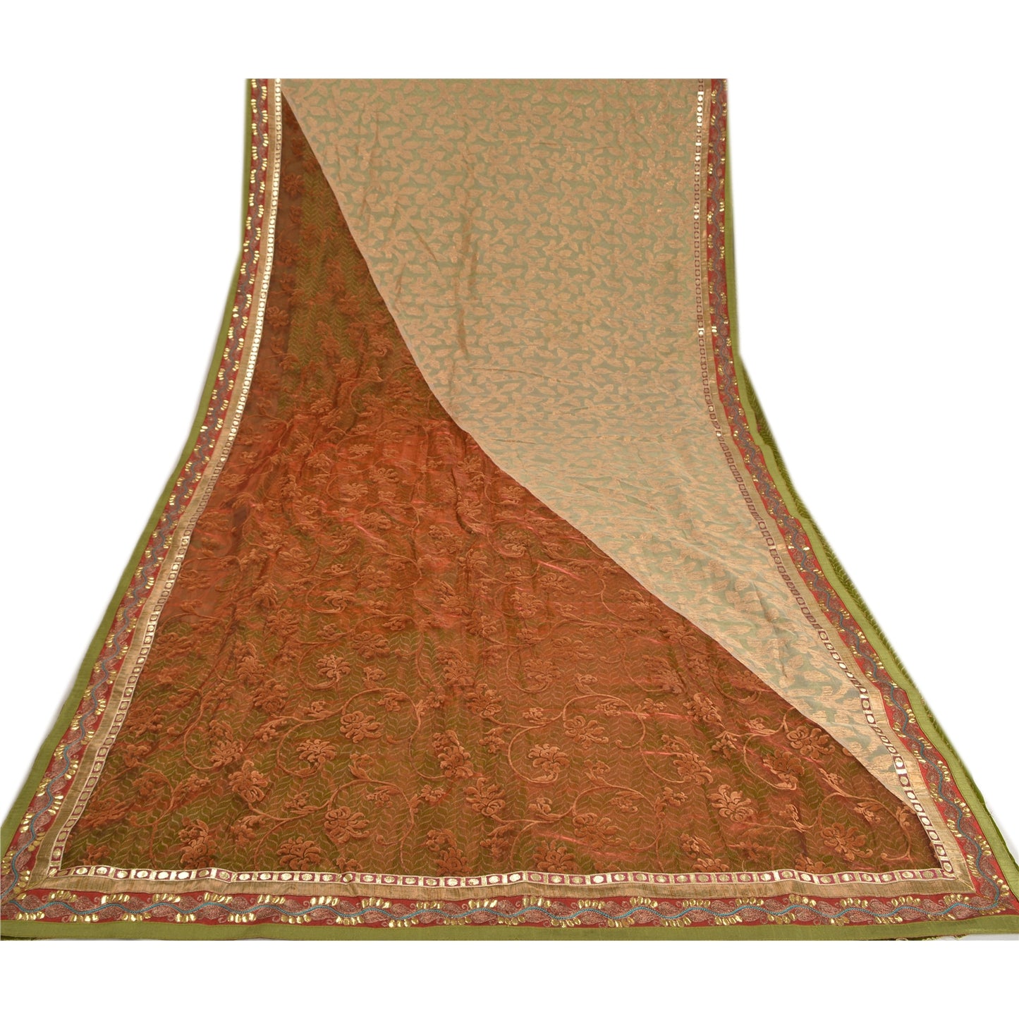 Sanskriti Vintage Sarees Art Silk Embroidered Woven Cultural Sari Craft Sustainable Fabric