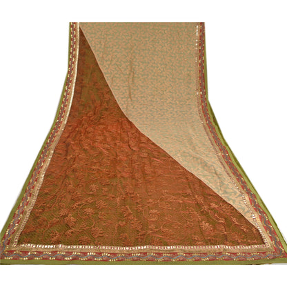 Sanskriti Vintage Sarees Art Silk Embroidered Woven Cultural Sari Craft Sustainable Fabric
