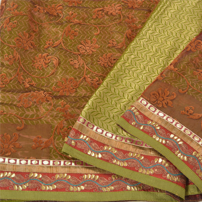Sanskriti Vintage Sarees Art Silk Embroidered Woven Cultural Sari Craft Sustainable Fabric