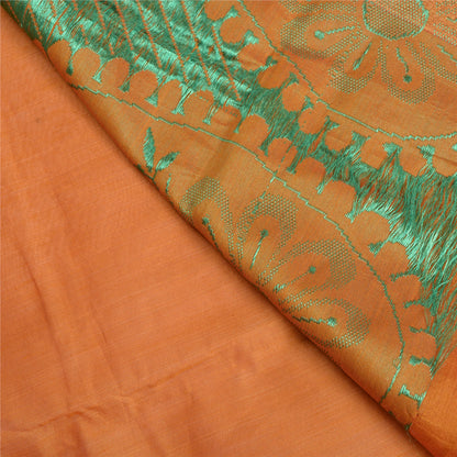 Sanskriti Vintage Orange Sarees 100% Pure Silk Woven Premium Sari Craft Sustainable Fabric