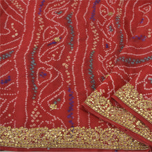 Load image into Gallery viewer, Sanskriti Vintage Bollywood Sarees 100% Pure Georgette Silk Bandhani Sari Fabric
