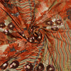 Sanskriti Vintage Orange Georgette Sari Fabric: Hand-Beaded Floral Design, 5yd Add-Elegance to Table Linen, Curtains, or Cushions