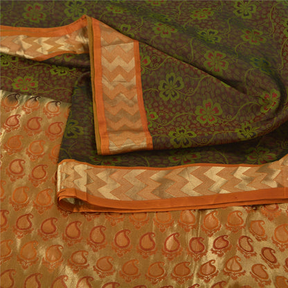 Sanskriti Vintage Dark Red Sarees 100% Pure Silk Woven Premium Sari Craft Sustainable Fabric