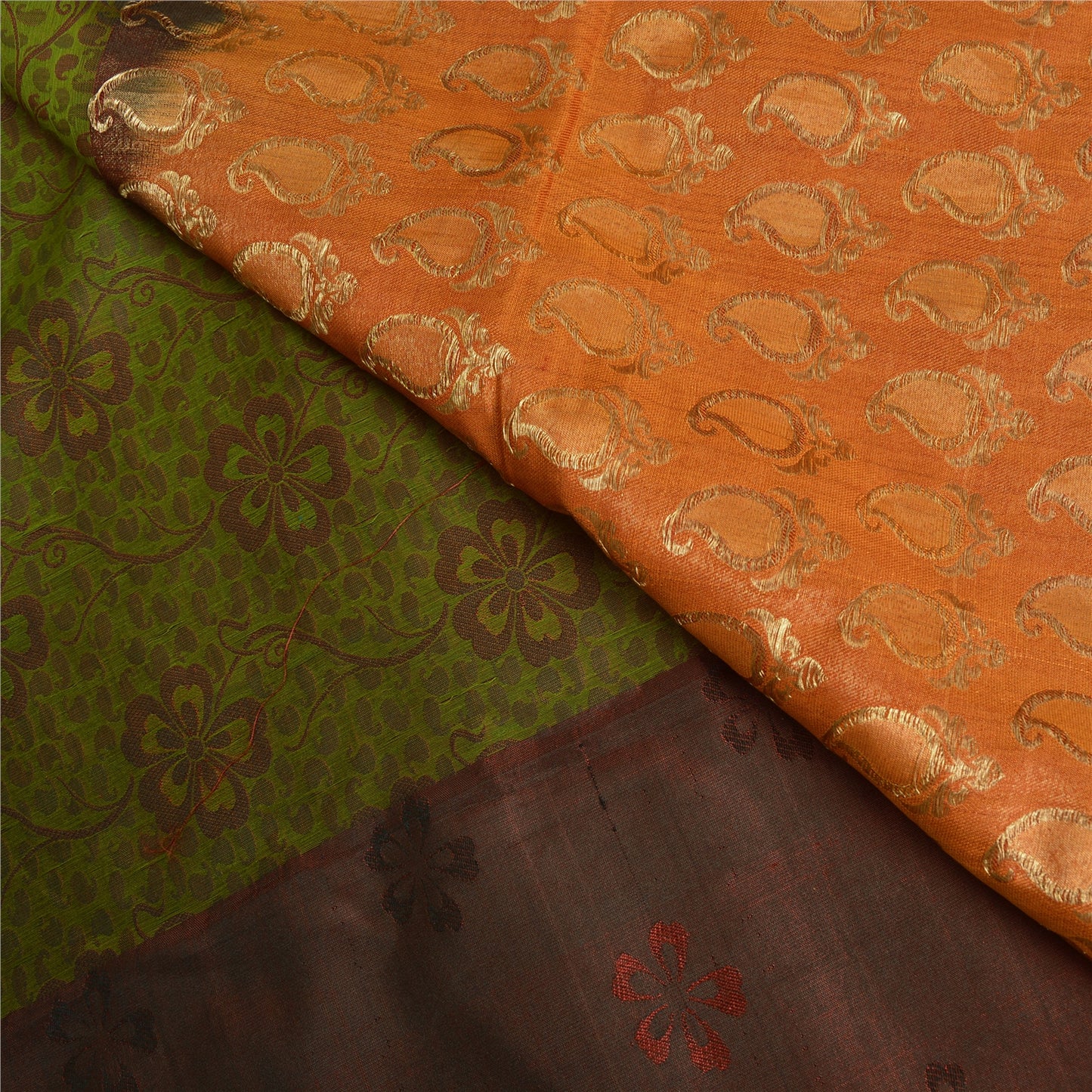 Sanskriti Vintage Dark Red Sarees 100% Pure Silk Woven Premium Sari Craft Sustainable Fabric