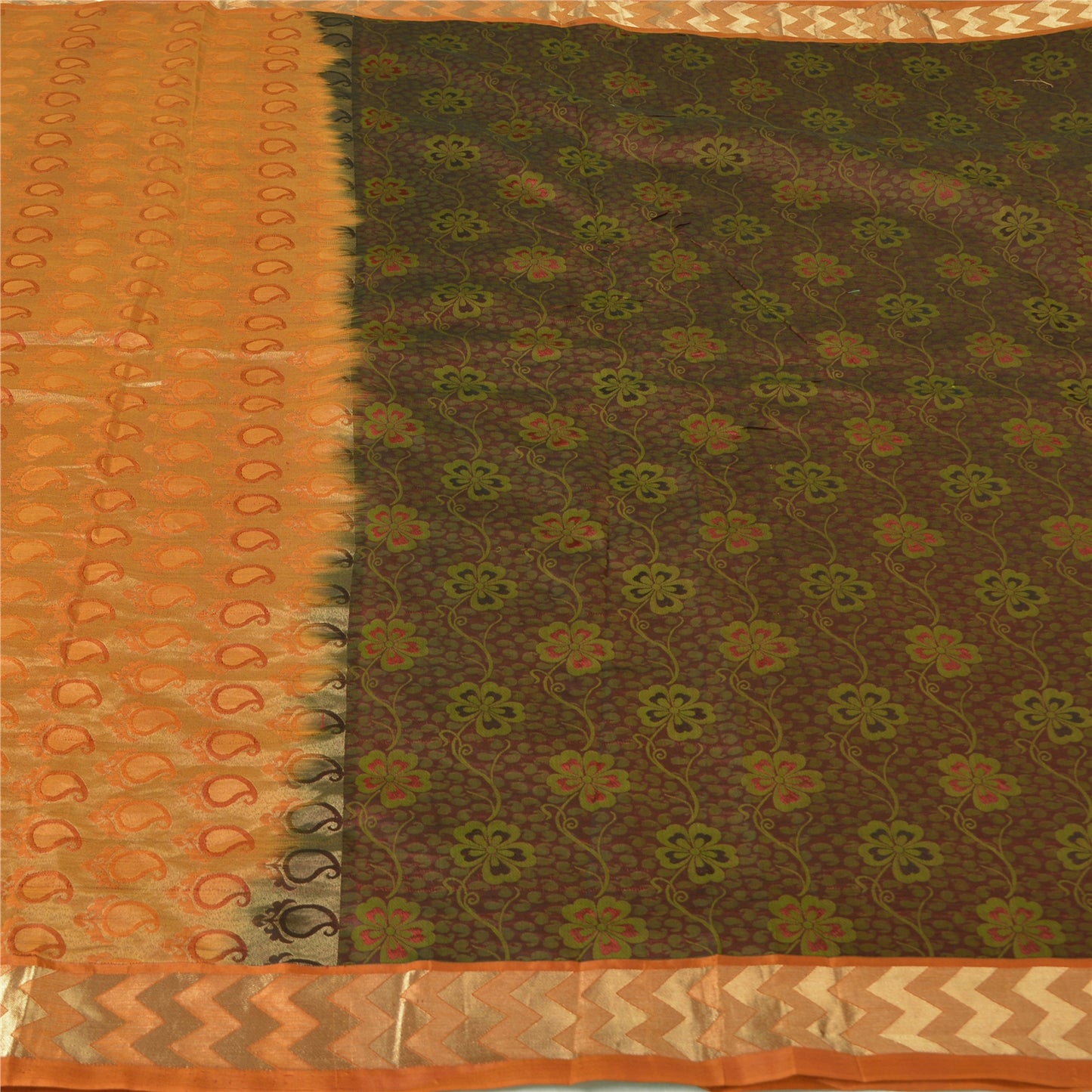 Sanskriti Vintage Dark Red Sarees 100% Pure Silk Woven Premium Sari Craft Sustainable Fabric