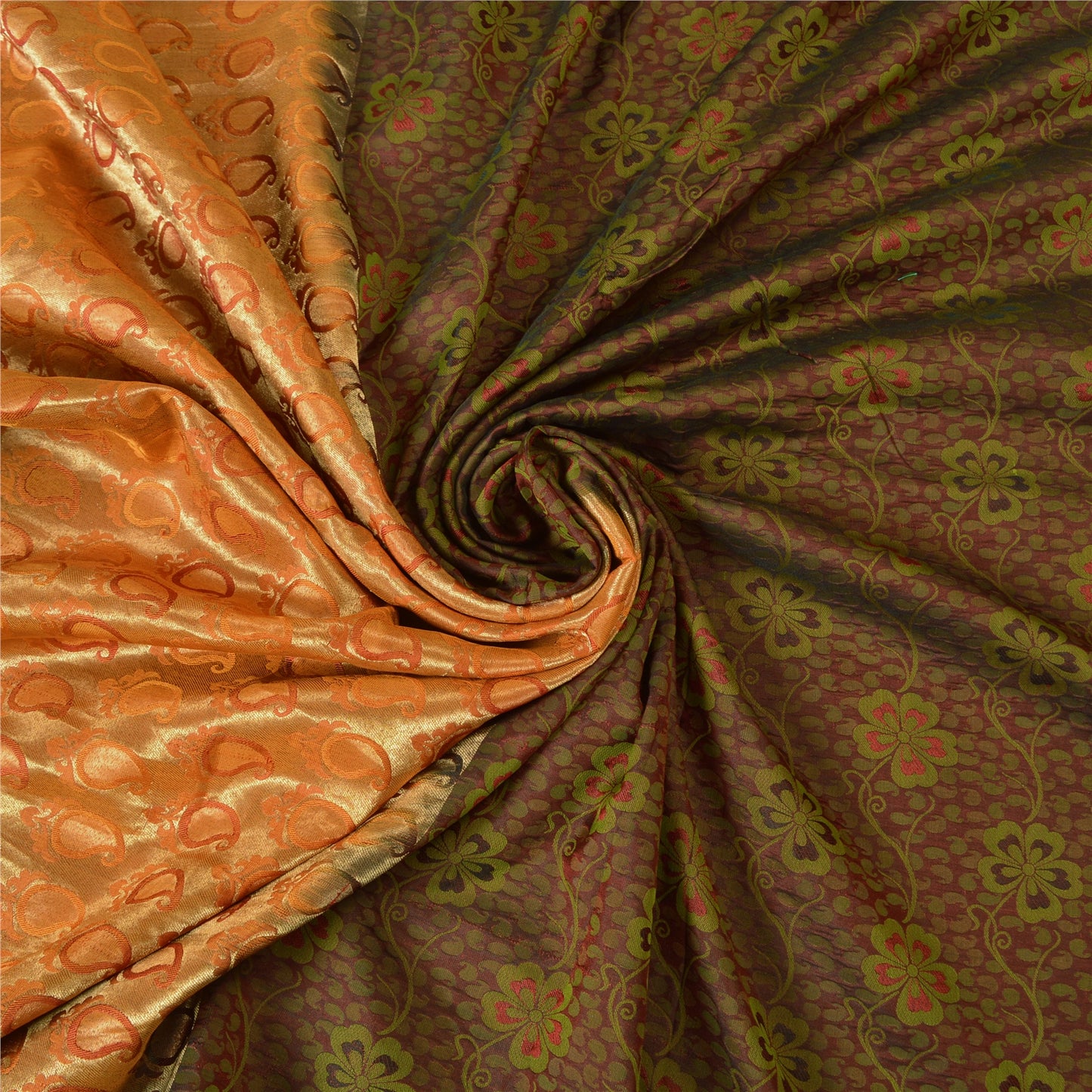 Sanskriti Vintage Dark Red Sarees 100% Pure Silk Woven Premium Sari Craft Sustainable Fabric