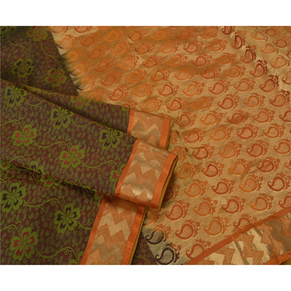 Sanskriti Vintage Dark Red Sarees 100% Pure Silk Woven Premium Sari Craft Sustainable Fabric