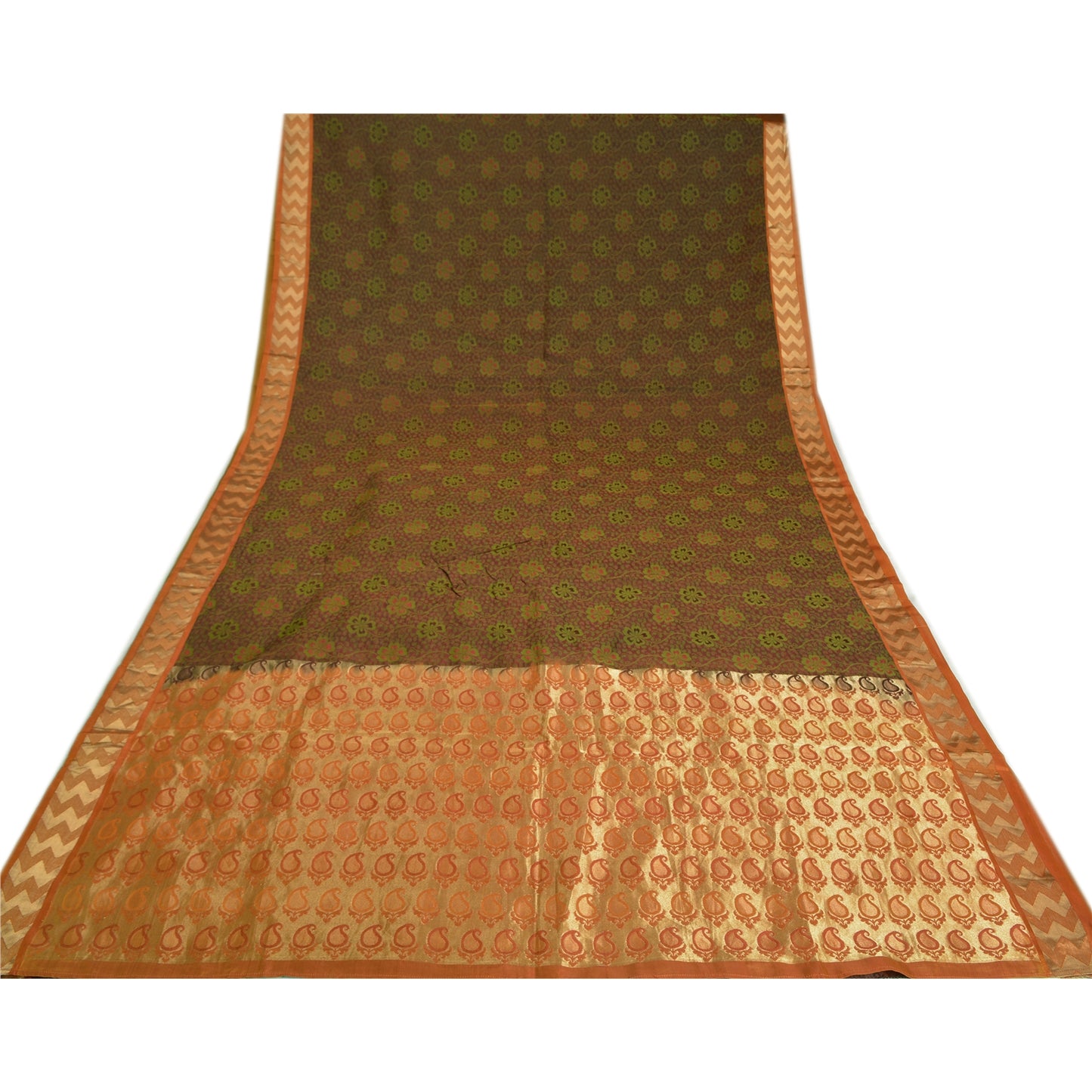 Sanskriti Vintage Dark Red Sarees 100% Pure Silk Woven Premium Sari Craft Sustainable Fabric