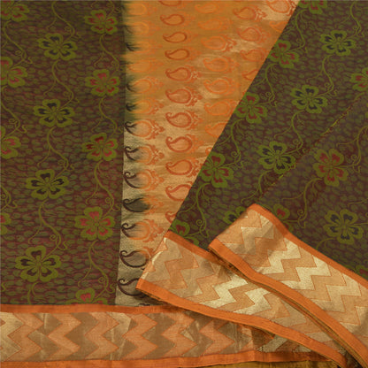 Sanskriti Vintage Dark Red Sarees 100% Pure Silk Woven Premium Sari Craft Sustainable Fabric