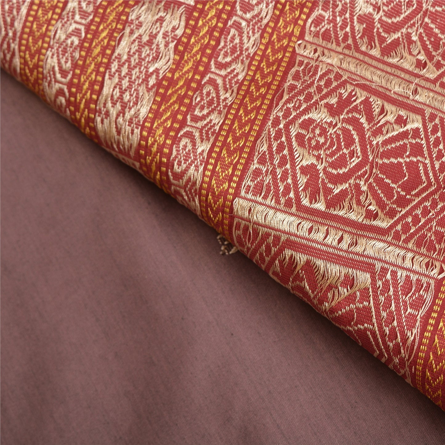 Sanskriti Vintage Purple Sarees Blend Cotton Hand-Woven Premium Sari Sustainable Fabric