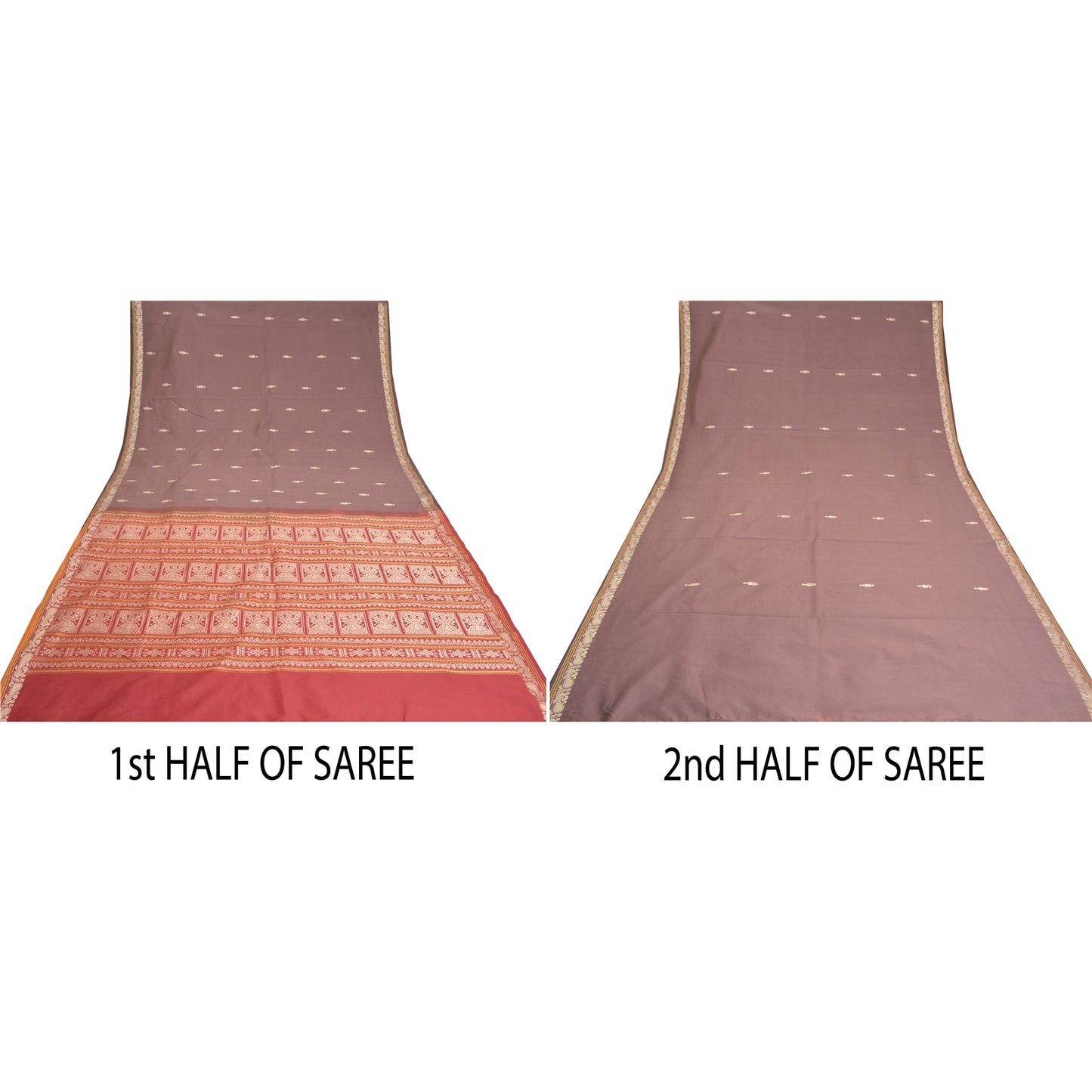 Sanskriti Vintage Purple Sarees Blend Cotton Hand-Woven Premium Sari Sustainable Fabric