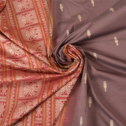 Sanskriti Vintage Purple Sarees Blend Cotton Hand-Woven Premium Sari Sustainable Fabric