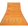 Sanskriti Vintage Saffron Indian Sarees 100% Pure Silk Woven Sari Craft Sustainable Fabric