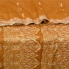 Sanskriti Vintage Saffron Sarees Blend Silk Hand Beaded Woven Ethnic Sari Sustainable Fabric